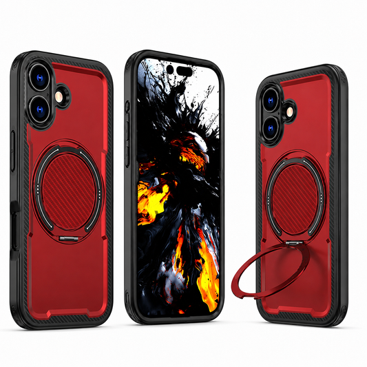 MagSafe Covert Case for Apple iPhone 17 Red Shockproof Phone Case with Ring Stand