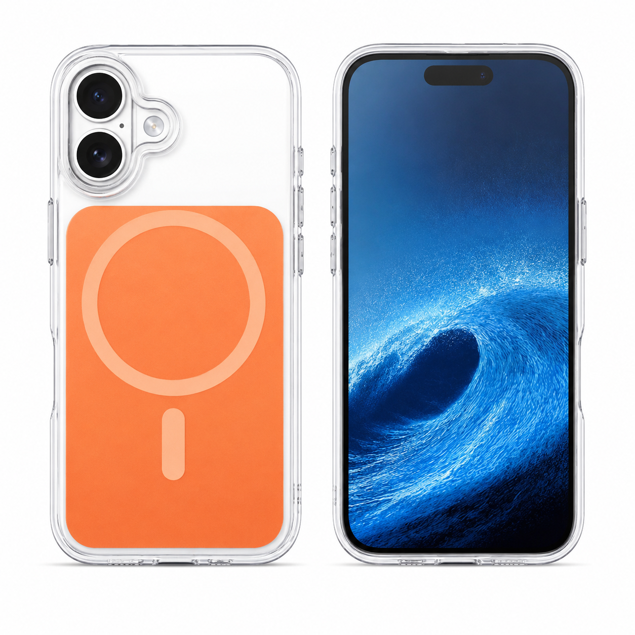 Orange MagSafe Crystal Shell Case for Apple iPhone 16 clear protective phone cover