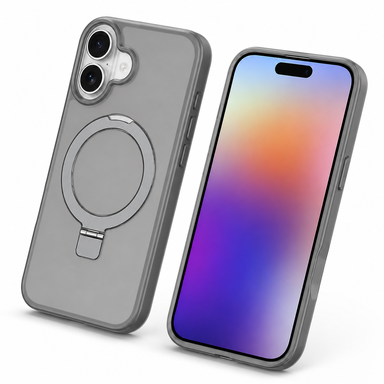 Wireless charging compatible iPhone 16 case in premium grey finish
