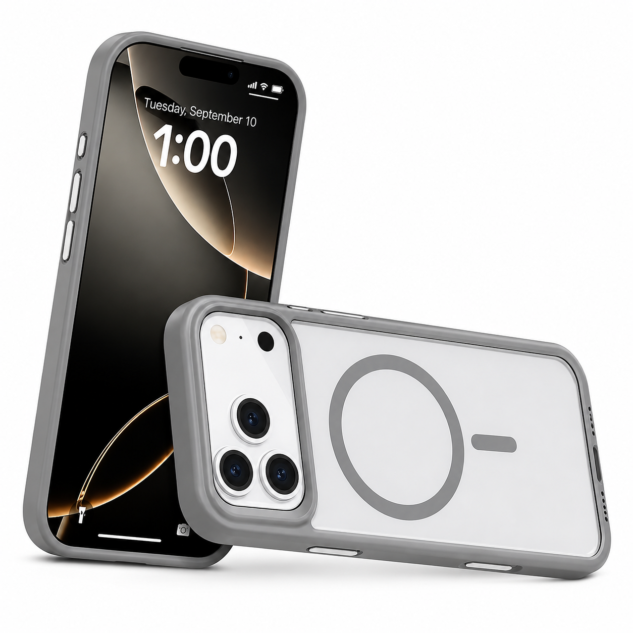 Grey MagSafe Case, Impact Resistant Phone Case, Slim Phone Cover, Premium Mobile Case