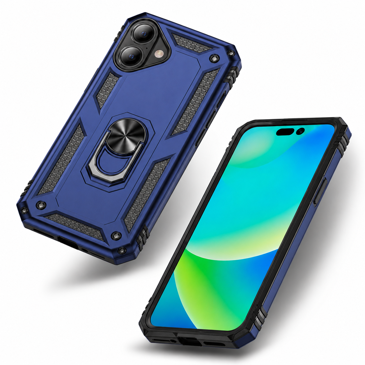 MagSafe-compatible navy iPhone 17 case with raised camera protection