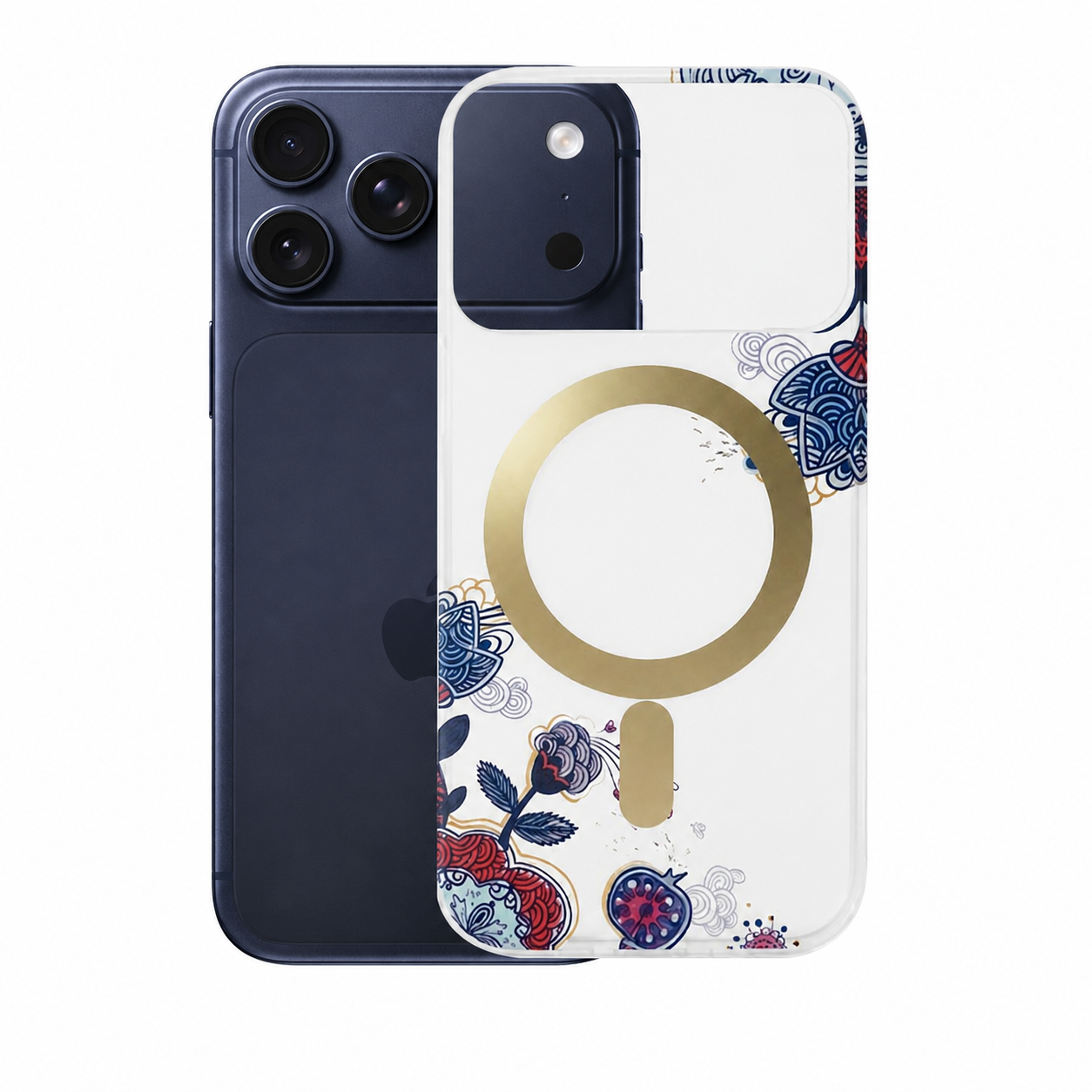 Apple iPhone 17 Pro Max Blue Frosted MagSafe Flower Case Front View Protective Phone Cover