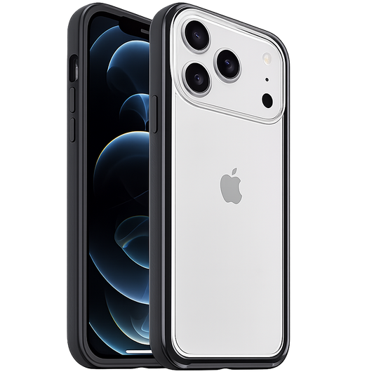Transparent Armor Case for Apple iPhone 17 Pro Max with Black TPU Bumper and Clear Protective Back