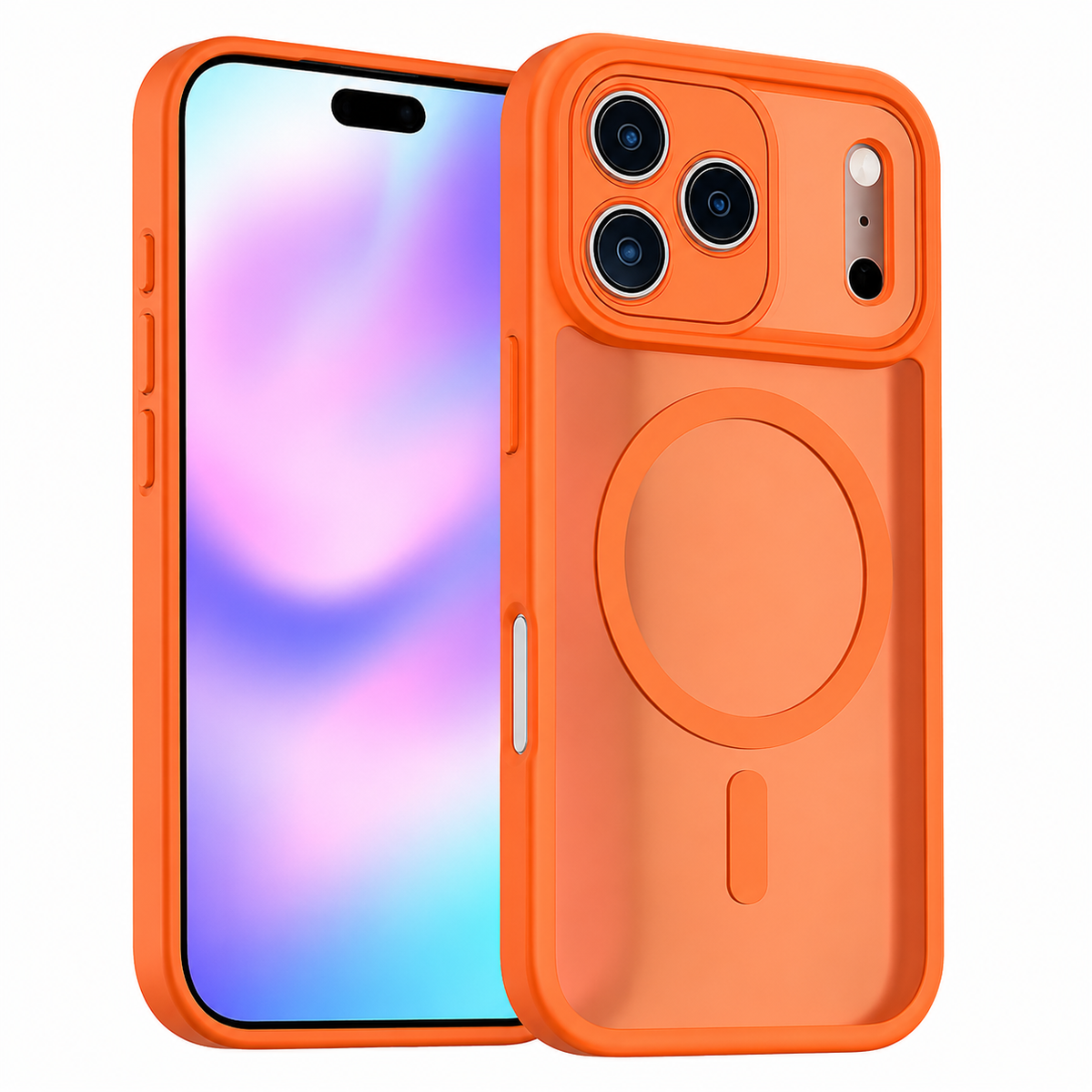 Apple iPhone 18 Pro Max Cover, Orange Magnetic Case, Shockproof Mobile Cover.