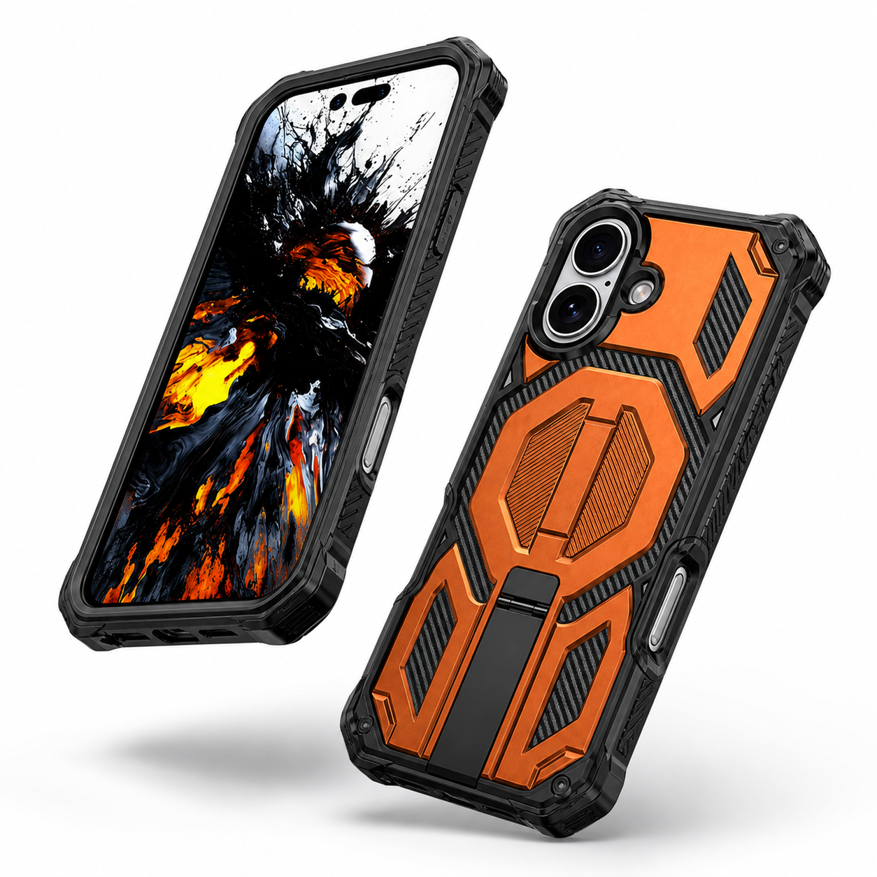 Wireless charging compatible orange mobile cover for iPhone 17