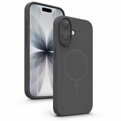 Grey iPhone 17 MagSafe case with magnetic charging ring
