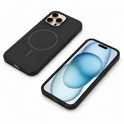 Black silicone mobile cover with raised camera protection for iPhone 12