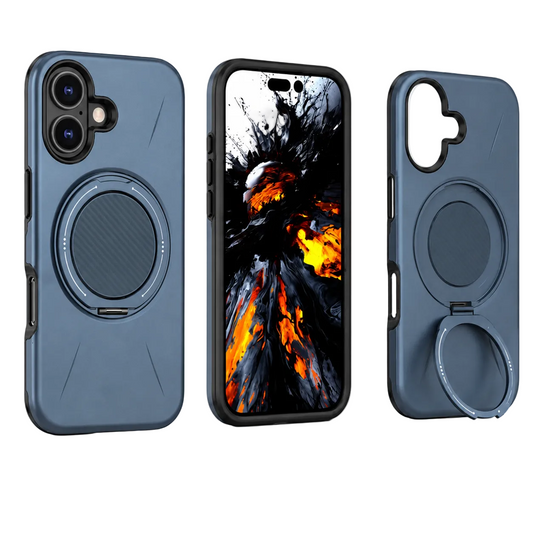Blue MagSafe Forge Ring Case for Apple iPhone 17, shockproof phone case, protective mobile cover, kickstand case