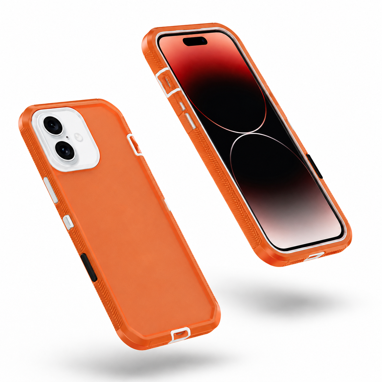 Impact-resistant matte orange mobile cover for Apple iPhone 17