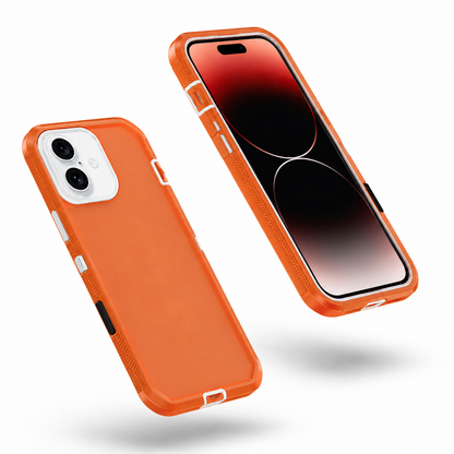 Impact-resistant matte orange mobile cover for Apple iPhone 17