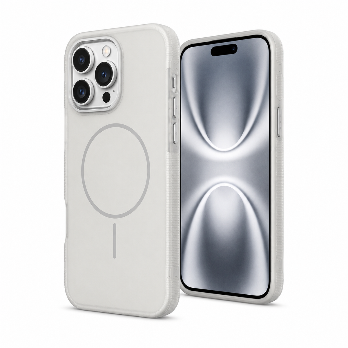 White glossy iPhone 12 MagSafe protective phone cover