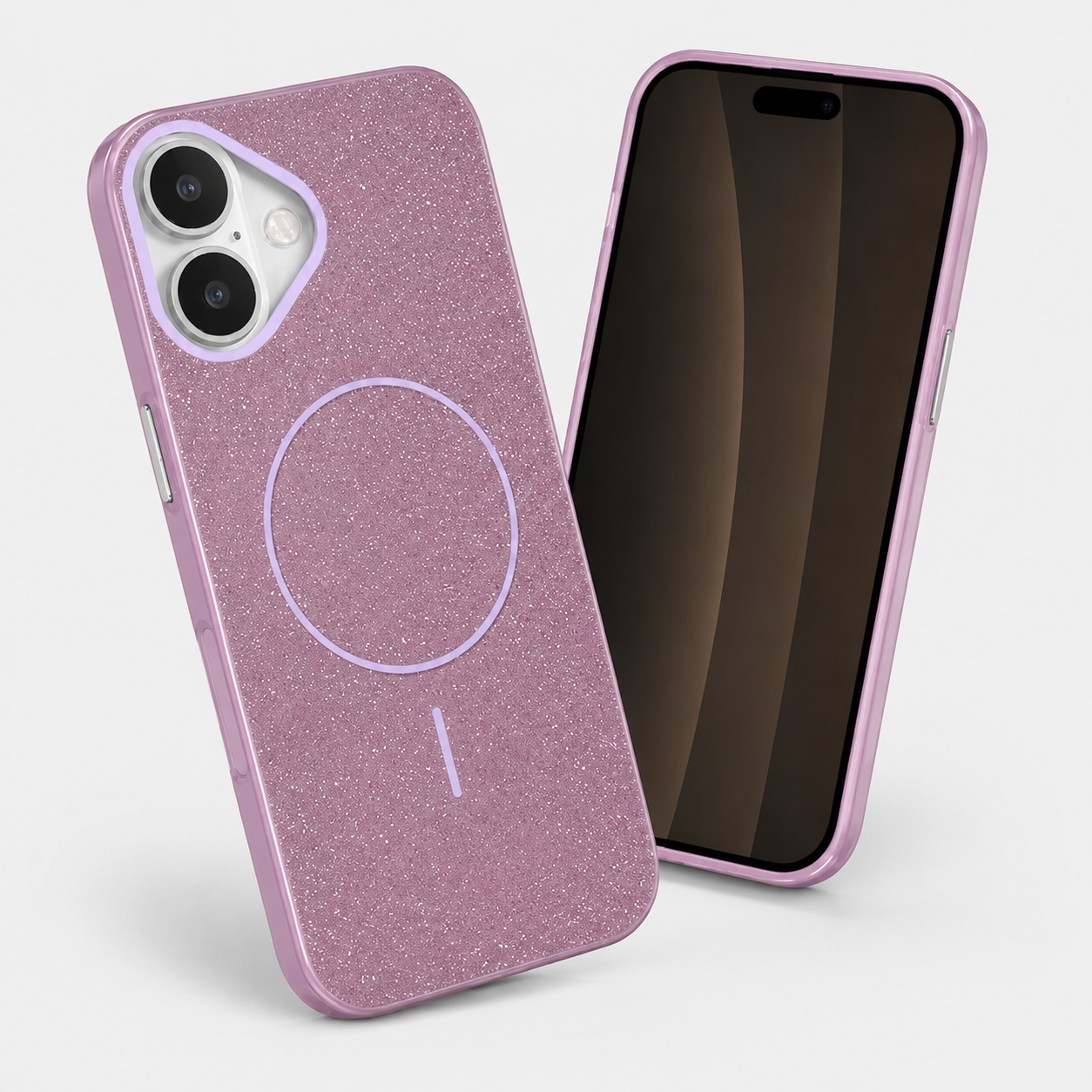Slim Purple Glitter Phone Cover for Apple iPhone 16 | Premium MagSafe Protective Case