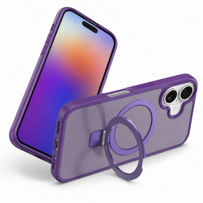 Wireless charging compatible iPhone 16 case in premium deep purple finish