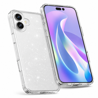 Glitter clear iPhone 17 case with reinforced shockproof corners