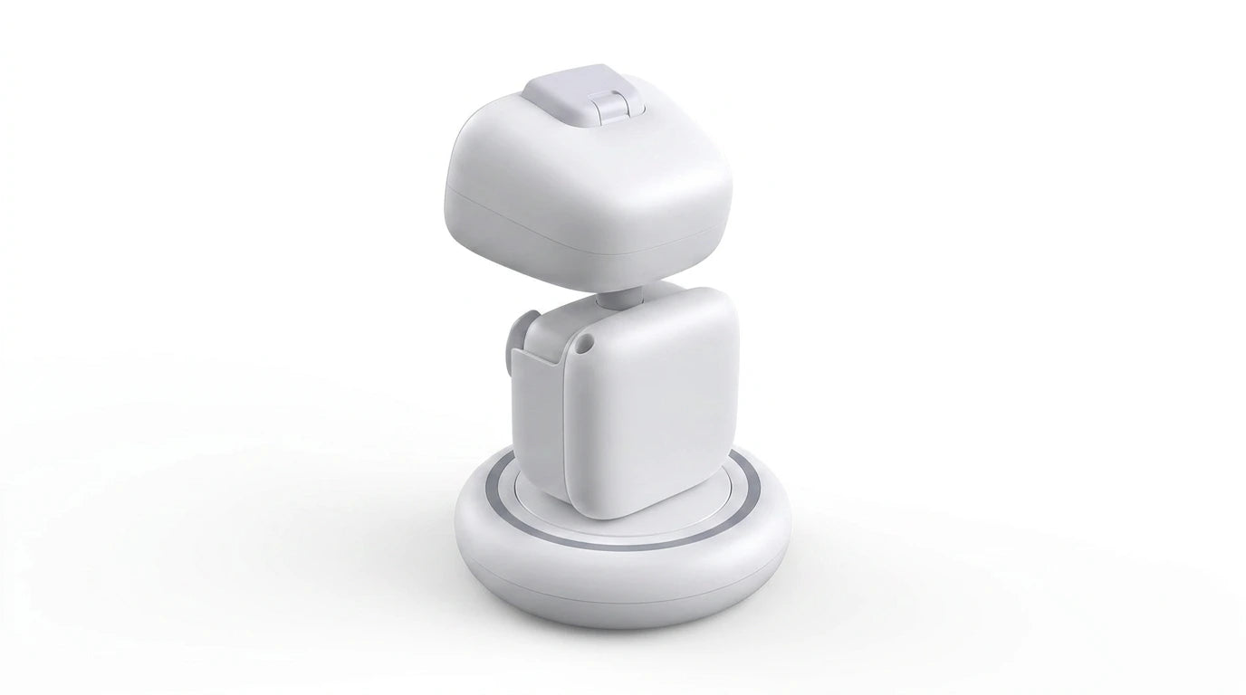 smart tech store Canada. premium tech accessories Canada. AIBI Pocket AI Companion Pet Robot. Gallery image 8. Lines name one specific SKU—never substitute a generic lookalike from the category. After review passes, each render should still read as a fresh studio viewpoint of that same physical unit.