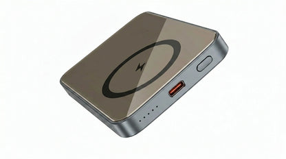 Techtron P112K 5000mAh Magnetic Power Bank with a clean aluminum alloy body, slim portable charger shape, wireless charging symbol, 15W magnetic wireless output, 20W PD USB-C fast charging, safe-use protection features, and convenient phone charging for iPhone models, Android devices, Samsung Galaxy, Google Pixel, and everyday tech accessories.

Find Techtron P112K 5000mAh power bank at techtron.ca, amazon, walmart, bestbuy, costco, and shein.