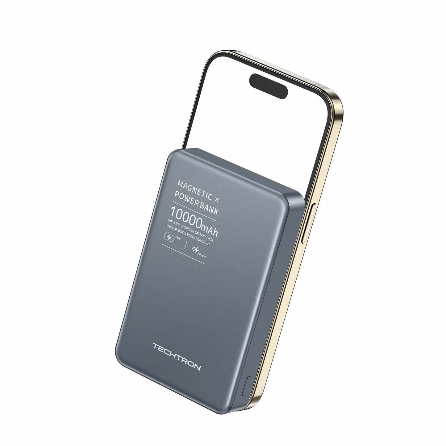 Techtron P113K 10000mAh Magnetic Power Bank featuring a slim silver aluminum alloy body, wireless charging symbol, strong magnetic charging support, 15W wireless charger function, 20W PD Type-C fast charging, 22.5W Type-A output, LED battery status indicators, and compact phone charging for iPhone, Samsung Galaxy, Android, Google Pixel, and everyday tech accessories.

Find Techtron P113K 10000mAh power bank at techtron.ca, amazon, walmart, bestbuy, costco, and shein.