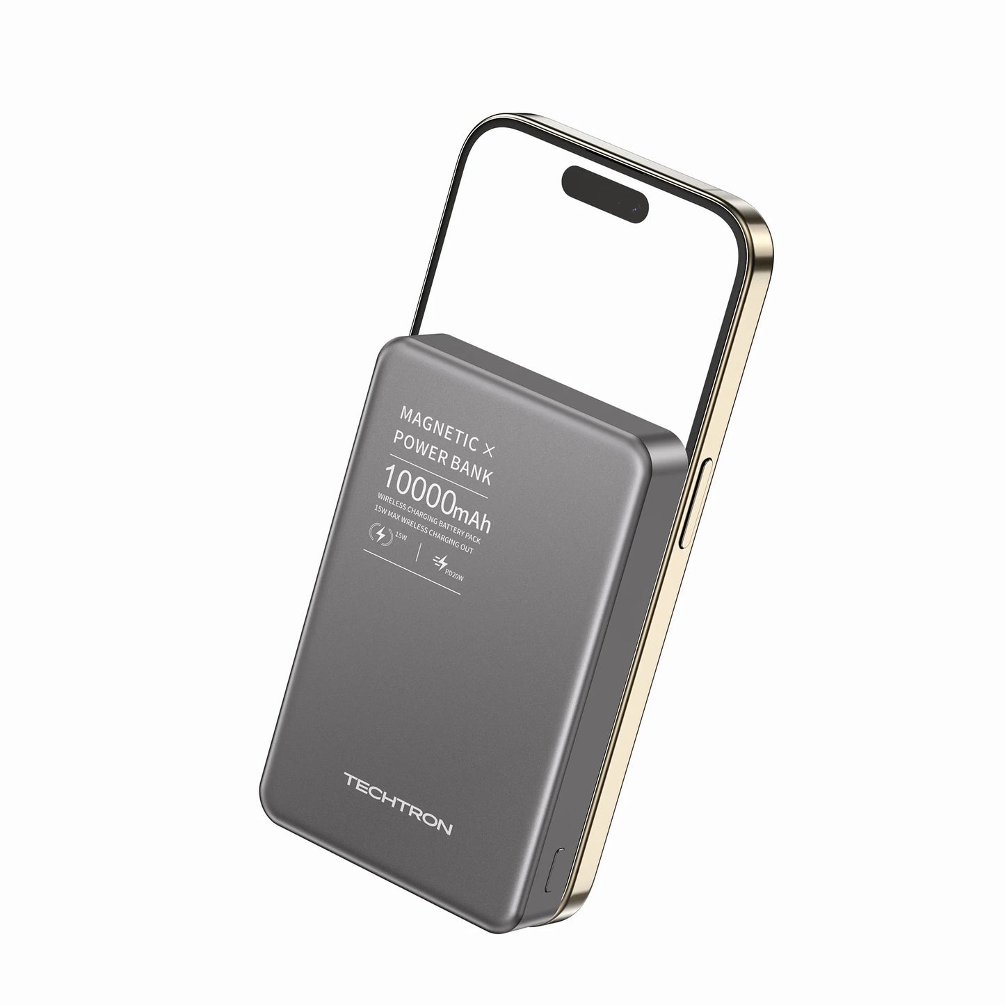 Techtron P113K 10000mAh Power Bank designed as a MagSafe-style wireless charger with strong magnetic phone attachment, 15W wireless charging, 20W PD fast charge support, 22.5W wired Type-A output, Type-C output, Type-A port, LED battery indicators, and portable backup battery use for iPhone, Android, Samsung Galaxy, Google Pixel, and daily tech devices.

Find Techtron P113K 10000mAh power bank at techtron.ca, amazon, walmart, bestbuy, costco, and shein.