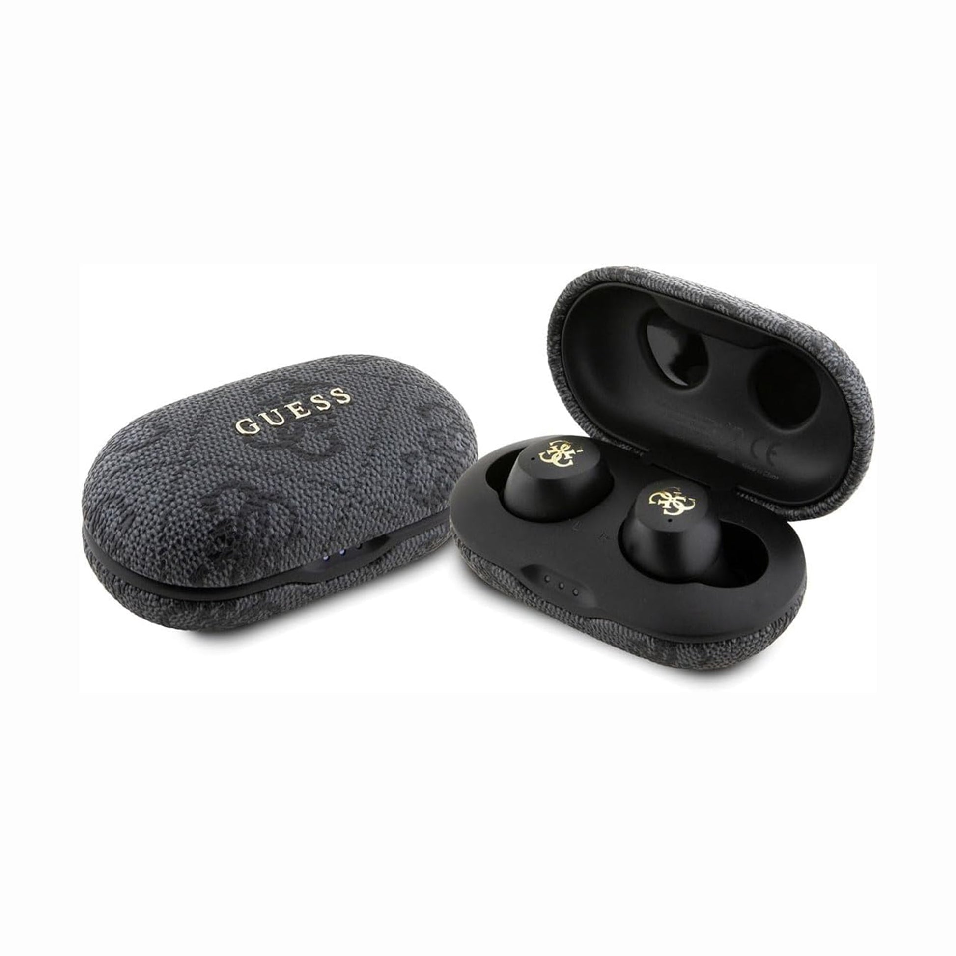 GUESS TWS ENC 4G Earbuds featuring IPX5 water resistance, Bluetooth wireless audio, ENC call support, touch-sensitive controls, USB-C charging, and a portable charging case for school, work, travel, and daily sound.

Find GUESS TWS ENC 4G Wireless Earbuds at techtron.ca, amazon, walmart, bestbuy, costco, and staples.