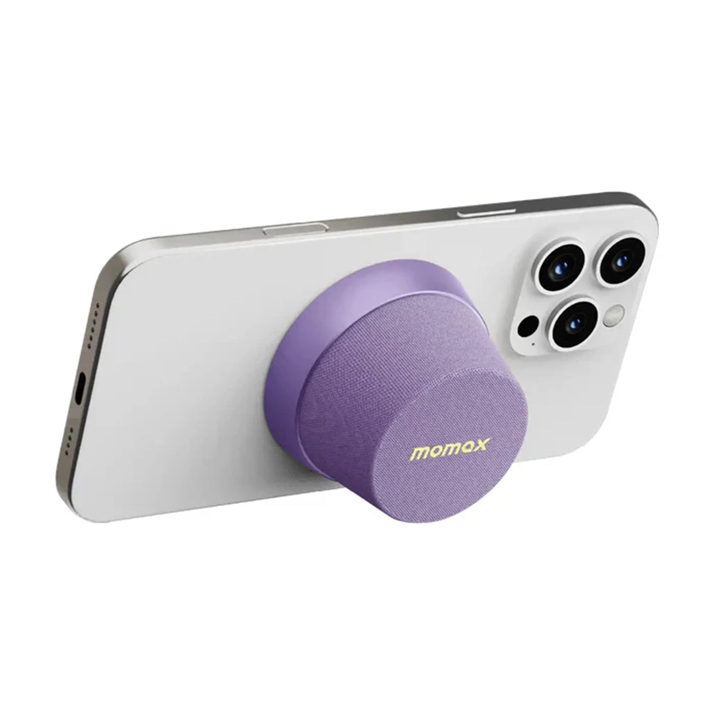 Momax 1-Vibe Go Waterproof Bluetooth Speaker featuring IPX6 splash protection, magnetic mounting, phone stand function, USB-C charging, TWS stereo sound, and up to 12 hours of portable music playback for outdoor and everyday use.

Find Momax 1-Vibe Go Magnetic Speaker at techtron.ca, amazon, walmart, bestbuy, costco, and staples.