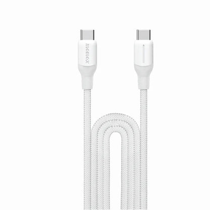 Momax 100W USB-C Braided Fast Charging Cable designed for MacBook, iPad, Windows laptops, iPhone 15 and 16 series, Android phones, Nintendo Switch, gaming handhelds, wireless earbuds, and everyday USB-C charging.