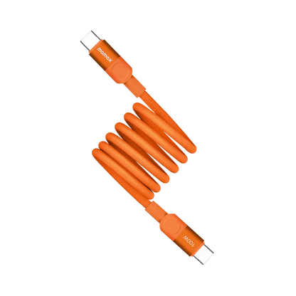 Momax Mag.Link 1m USB-C Charging Cable made for fast USB-C power delivery, magnetic cable storage, braided nylon strength, E-Marker smart regulation, and portable charging with power banks, wall chargers, laptops, tablets, and phones.