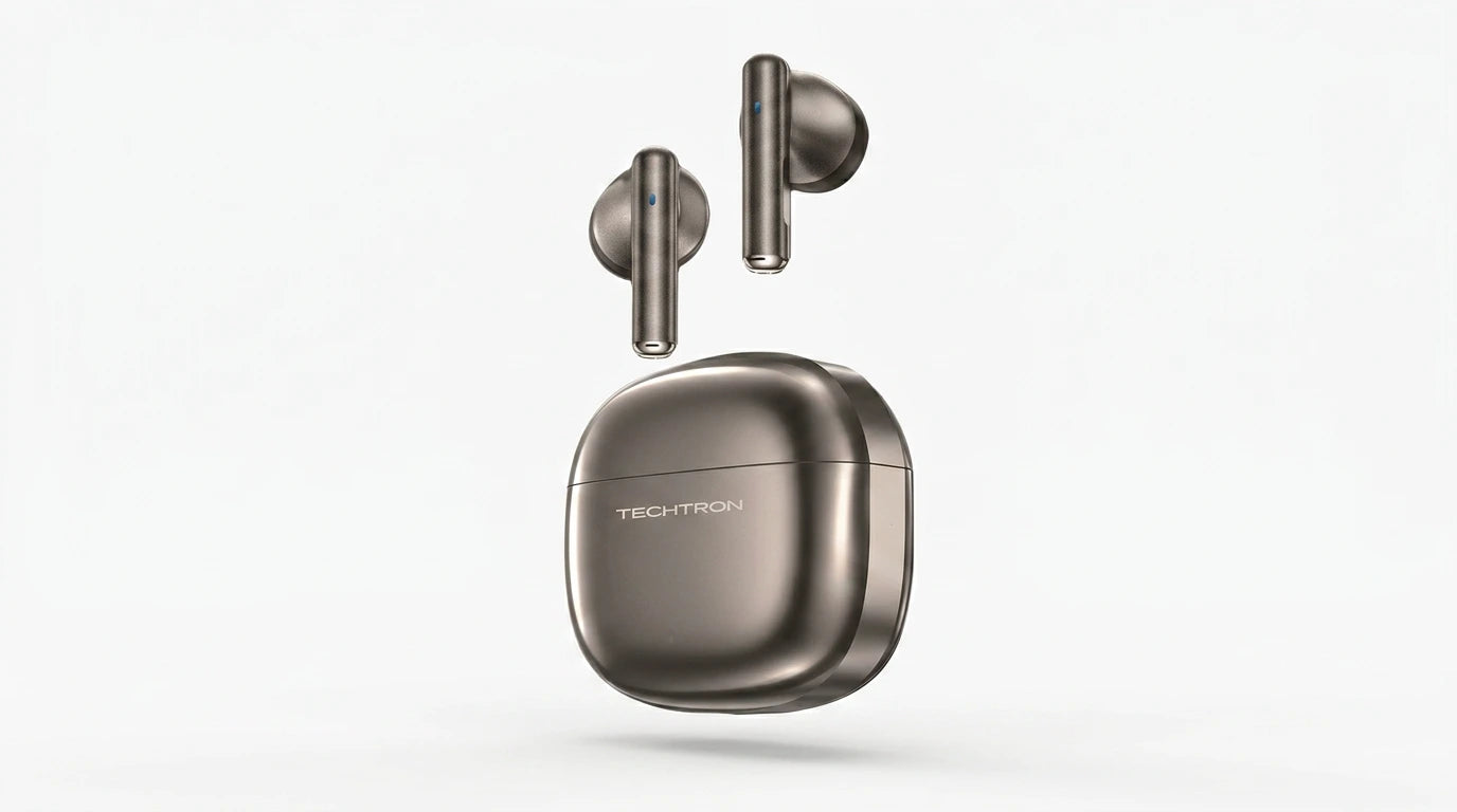 Techtron EP102 Zinc Alloy Shell Wireless Earphones designed for comfortable everyday audio with Bluetooth 5.4 connection, semi in-ear earbuds fit, 13mm drivers, Type-C charging, IPX4 water resistance, compact metal charging case, and practical wireless sound for music, calls, videos, school, work, travel, commuting, laptops, computer use, phones, tablets, and everyday tech accessories.

Find Techtron EP102 Zinc Alloy Shell Wireless Earphones at techtron.ca, amazon, walmart, bestbuy, costco, and staples.