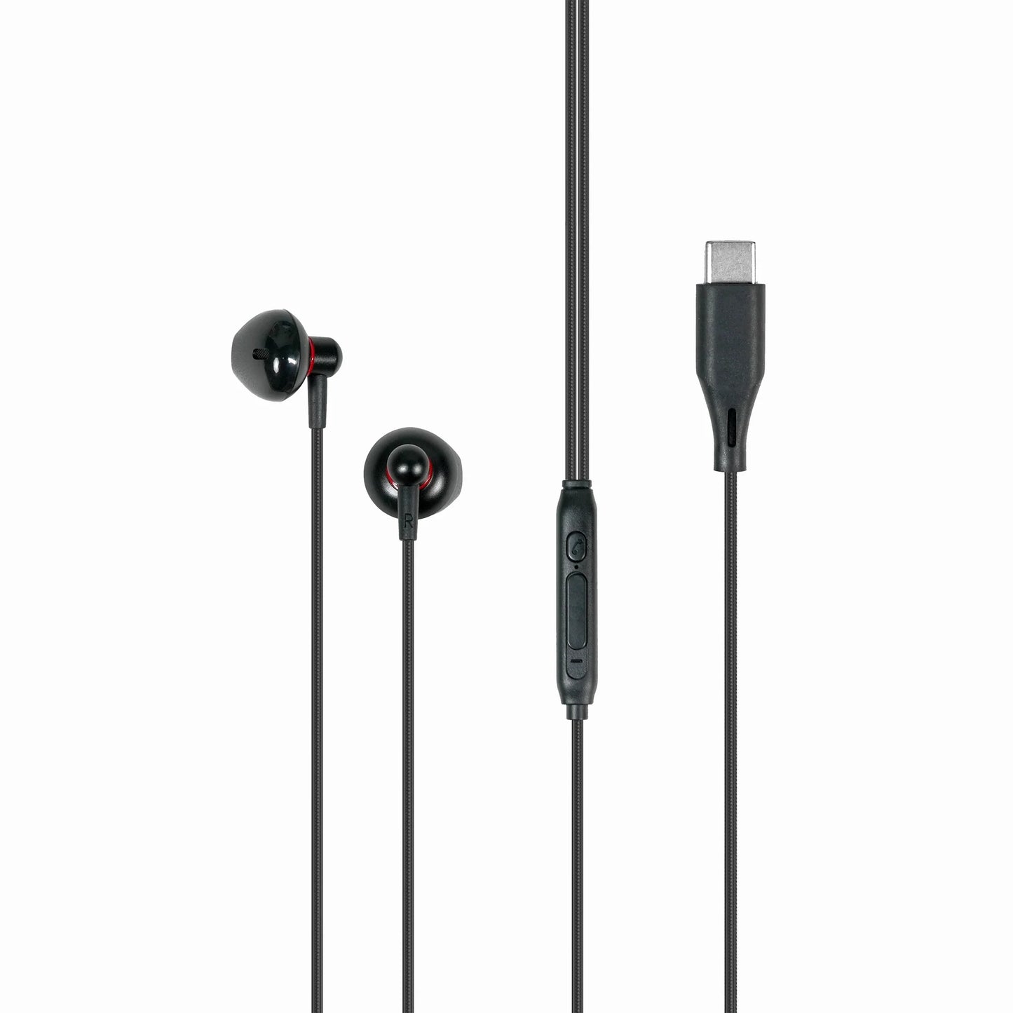 Techtron HP13 USB-C Semi In-Ear Headphones shown in a black and red wired earbud design with Type-C plug, textured braided wire, in-line TECHTRON control module, built-in microphone, 1.2m cable length, stereo sound channel, 14mm driver unit, and reliable wired audio for compatible Type-C phones, Android devices, Samsung phones, tablets, laptops, online meetings, phone calls, podcasts, music, travel, commuting, and daily tech use.

Find Techtron HP13 Type-C Wired Earbuds at techtron.ca, amazon, walmart, best