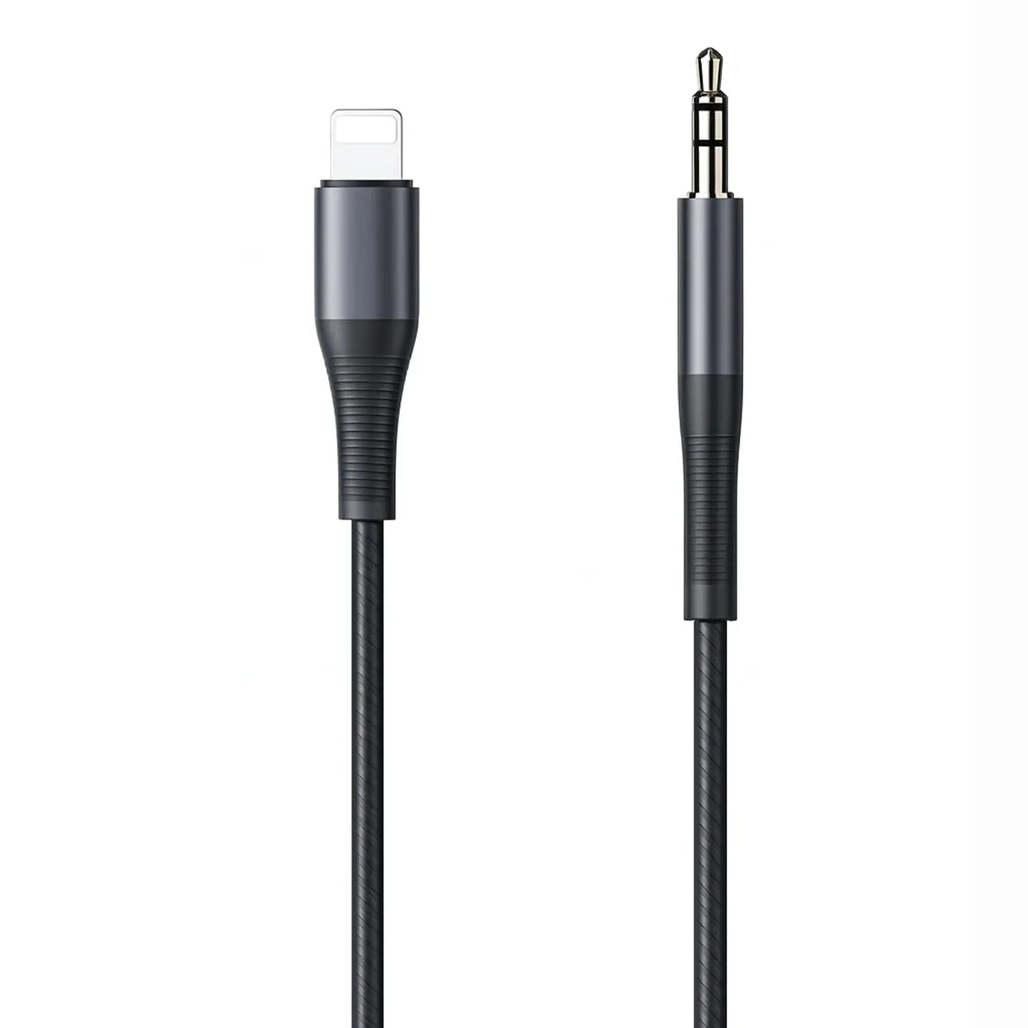 Techtron Lightning to Aux Audio Cable featuring a 1m braided wire design, aluminium-style connector build, Lightning to AUX connection, AUX to Lightning cable support, durable audio cable construction, and reliable wired sound for compatible iPhone, iPad, car audio systems, home speakers, stereo systems, AUX-input devices, music, podcasts, videos, driving, commuting, travel, and everyday listening.

Find Techtron Lightning to Aux Audio Cable at techtron.ca, amazon, walmart, bestbuy, costco, and staples.