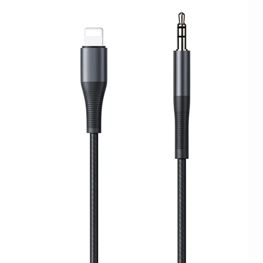 Techtron Lightning to Aux Audio Cable featuring a 1m braided wire design, aluminium-style connector build, Lightning to AUX connection, AUX to Lightning cable support, durable audio cable construction, and reliable wired sound for compatible iPhone, iPad, car audio systems, home speakers, stereo systems, AUX-input devices, music, podcasts, videos, driving, commuting, travel, and everyday listening.

Find Techtron Lightning to Aux Audio Cable at techtron.ca, amazon, walmart, bestbuy, costco, and staples.