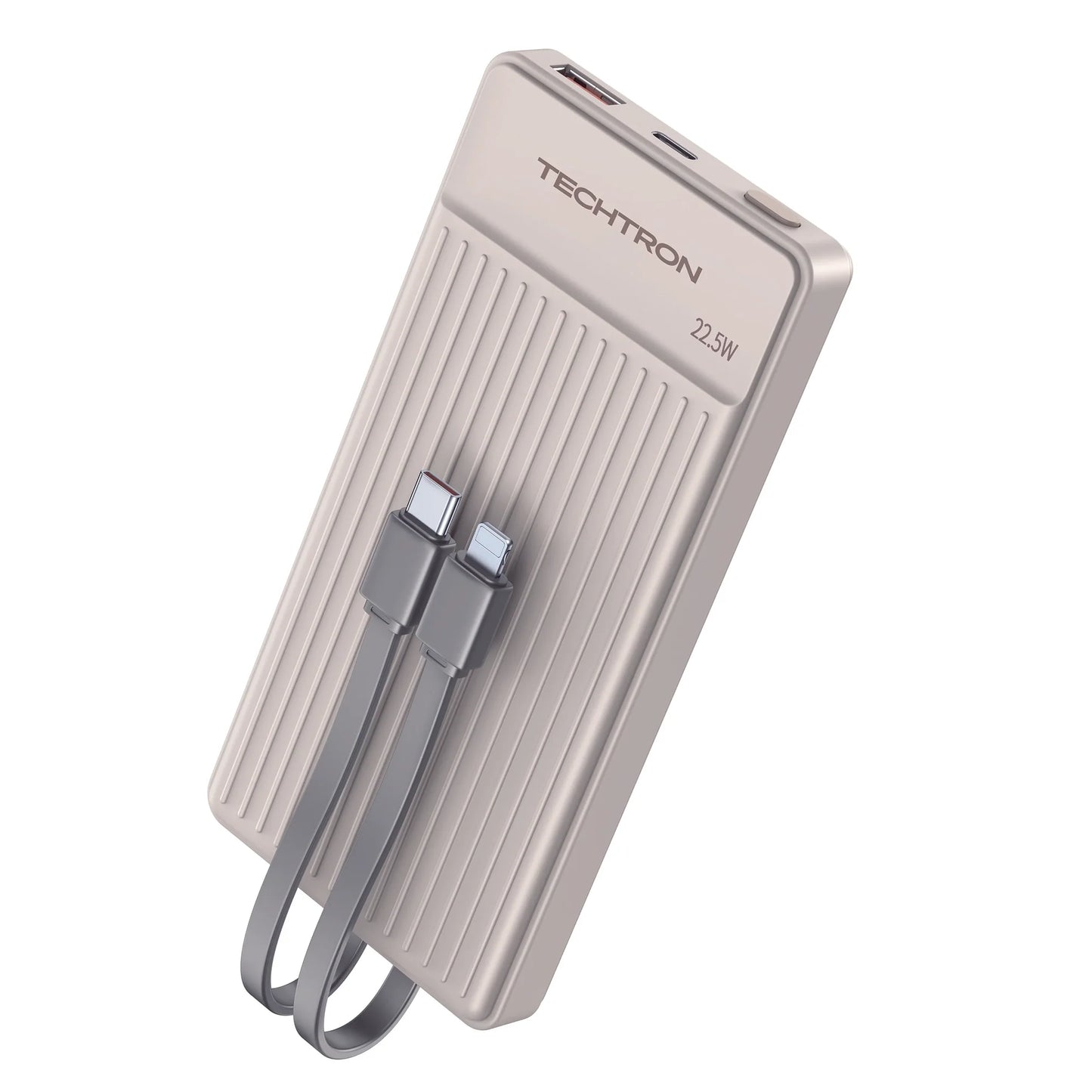 Techtron P88K 10000mAh Portable Power Bank featuring a compact beige design, built-in Type-C cables, USB-A and USB-C ports, 20W PD fast charging, 22.5W charging support, wireless charging, phone charger use, backup battery power, and everyday charging for iPhone 15, Android, Samsung Galaxy, Google Pixel, tablets, earbuds, smartwatches, and tech accessories.

Find Techtron P88K 10000mAh power bank at techtron.ca, amazon, walmart, bestbuy, costco, and staples.