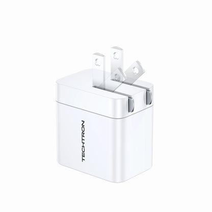 Techtron PQ352U 35W GaN Power Adapter shown in a clean white compact design with USB-A and USB-C charging ports, foldable plug, glossy minimalist finish, UL certified quality, 30W USB-A output, 35W Type-C output, and reliable wall plug charging for phones, tablets, laptops, iPhone, Samsung Galaxy, Android devices, iPad, MacBook Pro, and daily tech use.

Find Techtron PQ352U GaN 35W Fast Adapter at techtron.ca, amazon, walmart, bestbuy, costco, and staples.