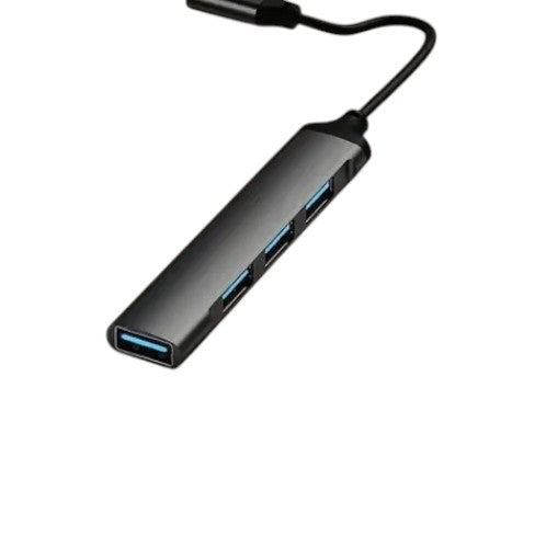 Techtron USB-C Hub with 4 USB-A ports featuring a slim portable adapter design, Type-C interface support, Aluminium + ABS materials, 13cm cable length, synchronized 4-port transmission, USB device connection, and everyday use for phones, tablets, laptops, cellphones, mobile hard disks, flash drives, computer accessories, laptop accessories, home office setups, and travel tech.

Find Techtron USB-C to 4-Port USB-A Hub at techtron.ca, amazon, walmart, bestbuy, costco, and staples.