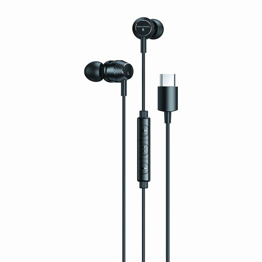Techtron WE5 Type-C Wired Earbuds featuring a black in-ear headphone design, USB-C connector, magnetic earbud ends, metal earphone shell, built-in microphone controller with three buttons, volume and track control support, 10mm drivers, strong bass, plug-and-play wired audio, and reliable daily listening for compatible Android phones, Samsung devices, Type-C iPhone models, tablets, laptops, calls, music, videos, gaming chat, school, work, travel, and everyday tech use.

Find Techtron WE5 Type-C Wired Earbud
