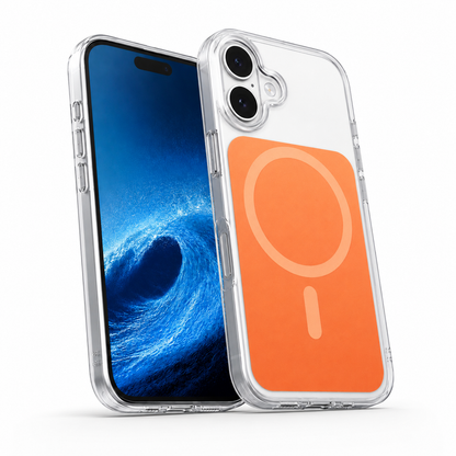 Transparent iPhone 16 phone cover with raised camera protection