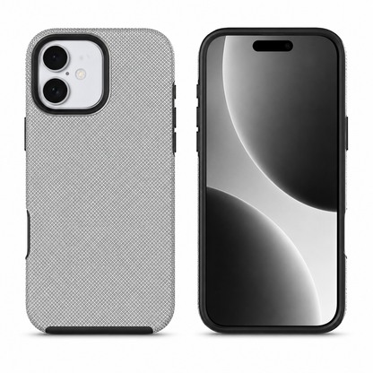 Grey dotted protective case for Apple iPhone 16 back view