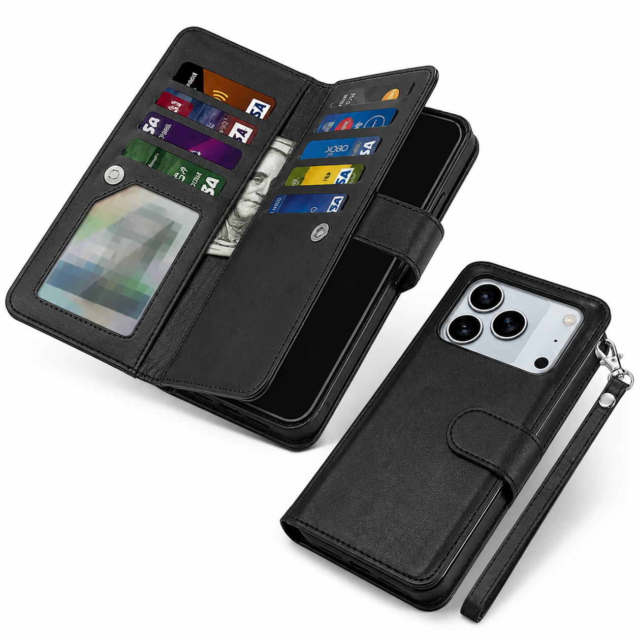 Detachable Wallet Case for Apple iPhone 17 Pro, Shockproof Phone Case, Luxury Phone Cover