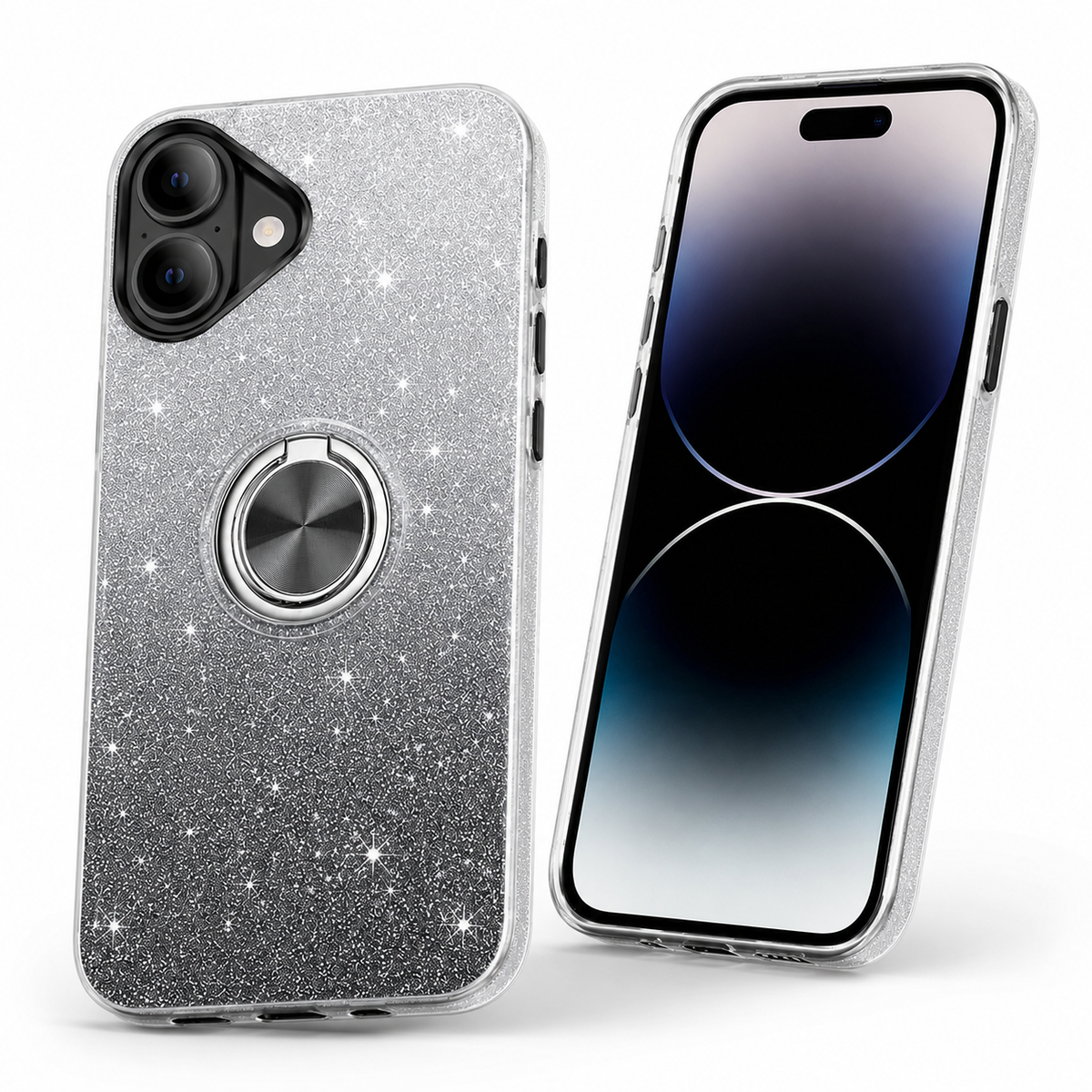 Shockproof glitter ring holder case for Apple iPhone 17