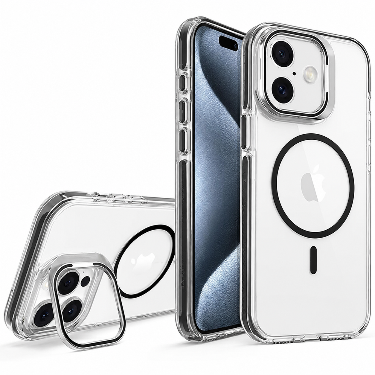 Premium MagSafe Phone Case for Apple iPhone 17 Crystal Clear Mobile Cover with Stand