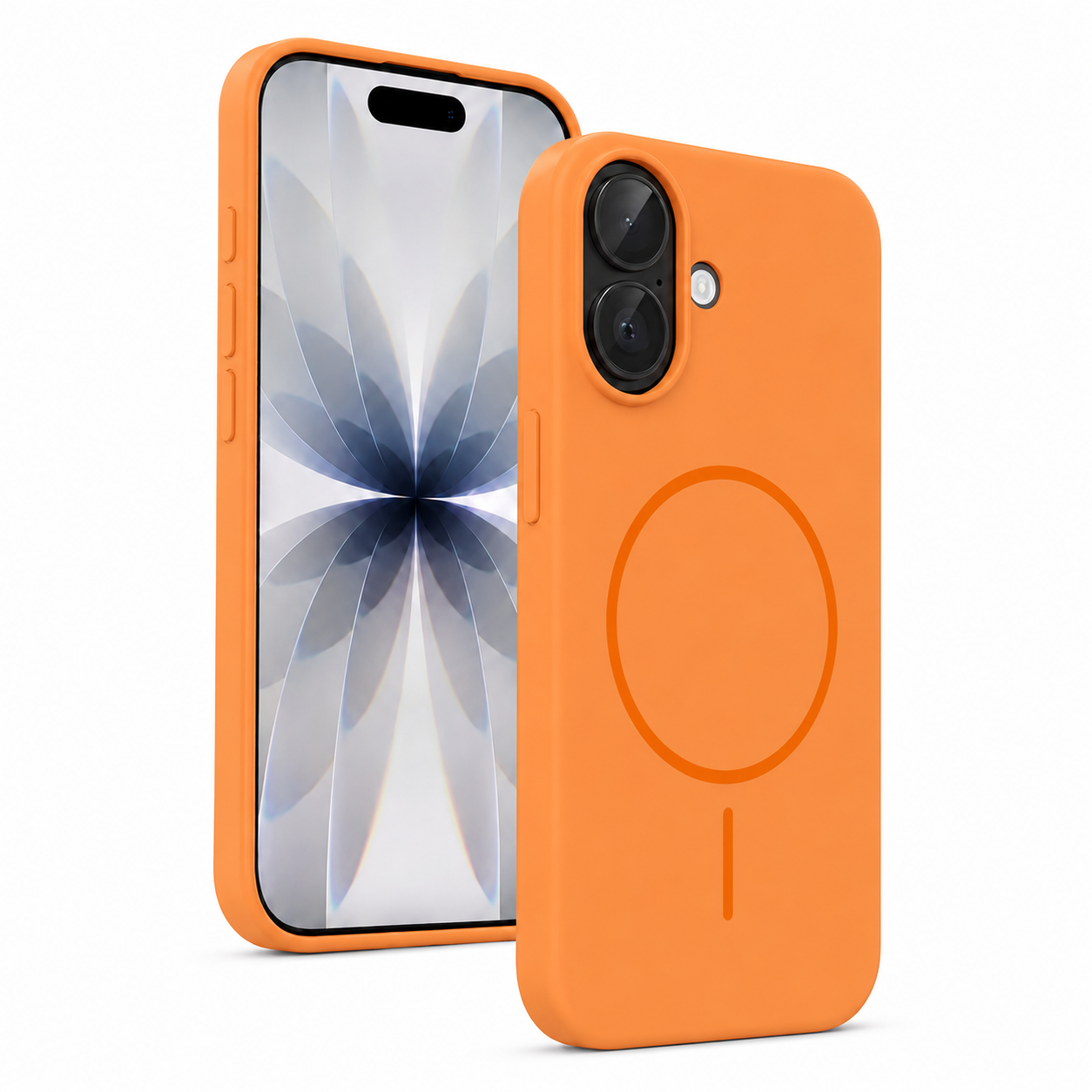 Orange MagSafe iPhone 17 Silicone Phone Case with magnetic charging compatibility