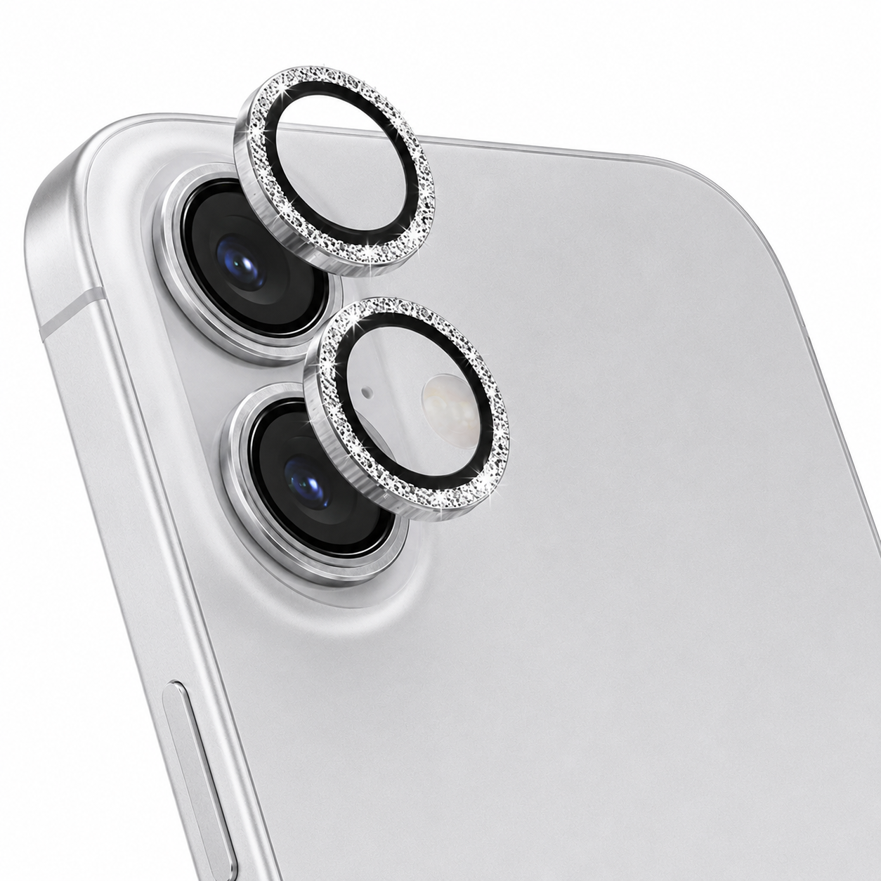 Premium aluminium alloy silver camera lens protector for iPhone 17