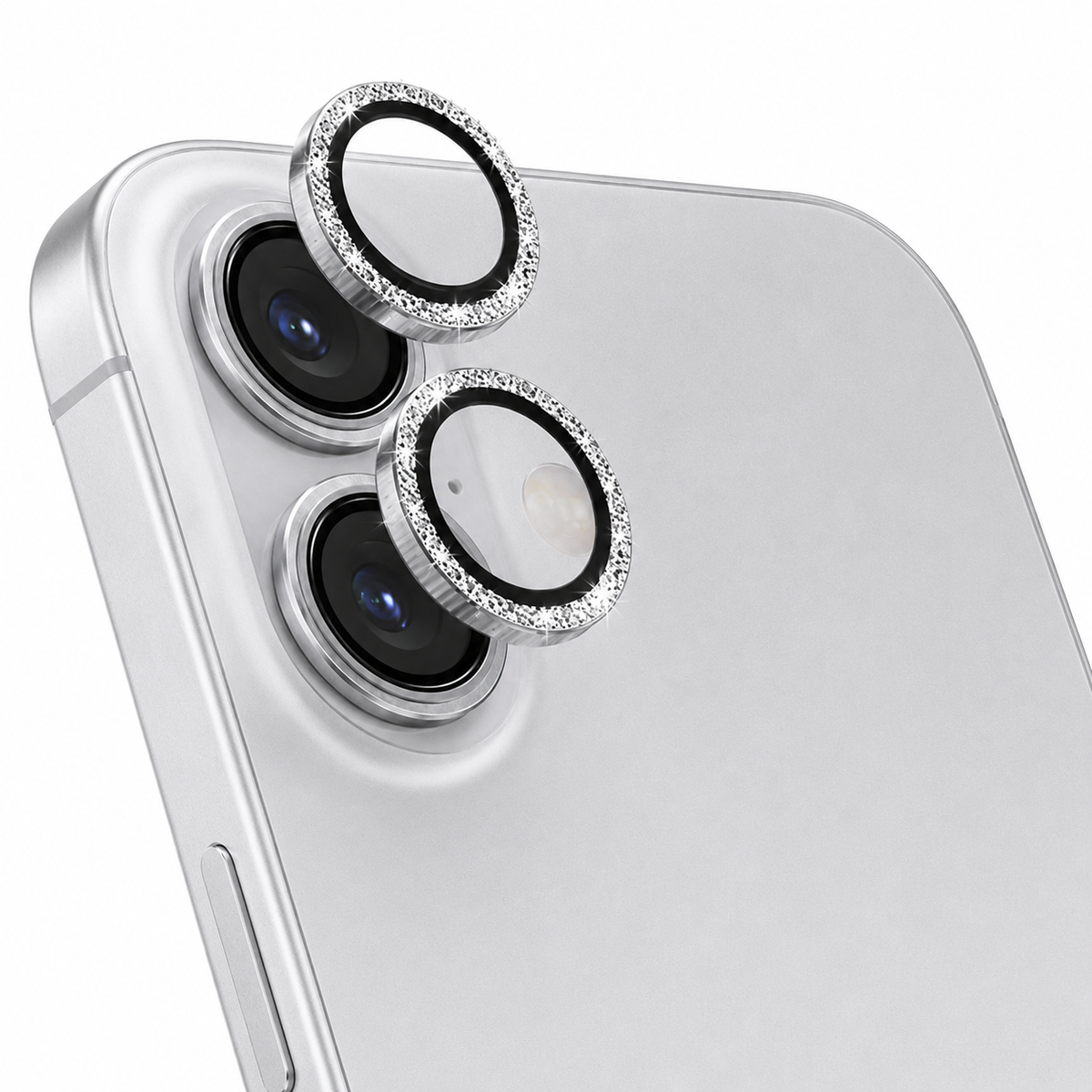 Premium aluminium alloy silver camera lens protector for iPhone 16
