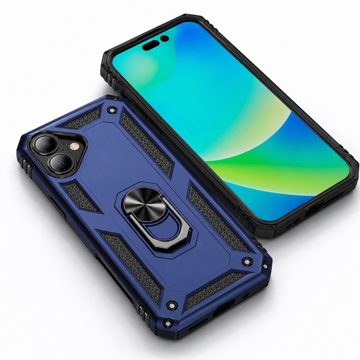 Impact-resistant hybrid phone cover for Apple iPhone 17 in navy