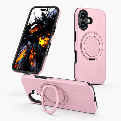 Premium Apple iPhone 17 MagSafe Case in Pink with 360° rotating ring holder, rugged phone cover, drop protection case