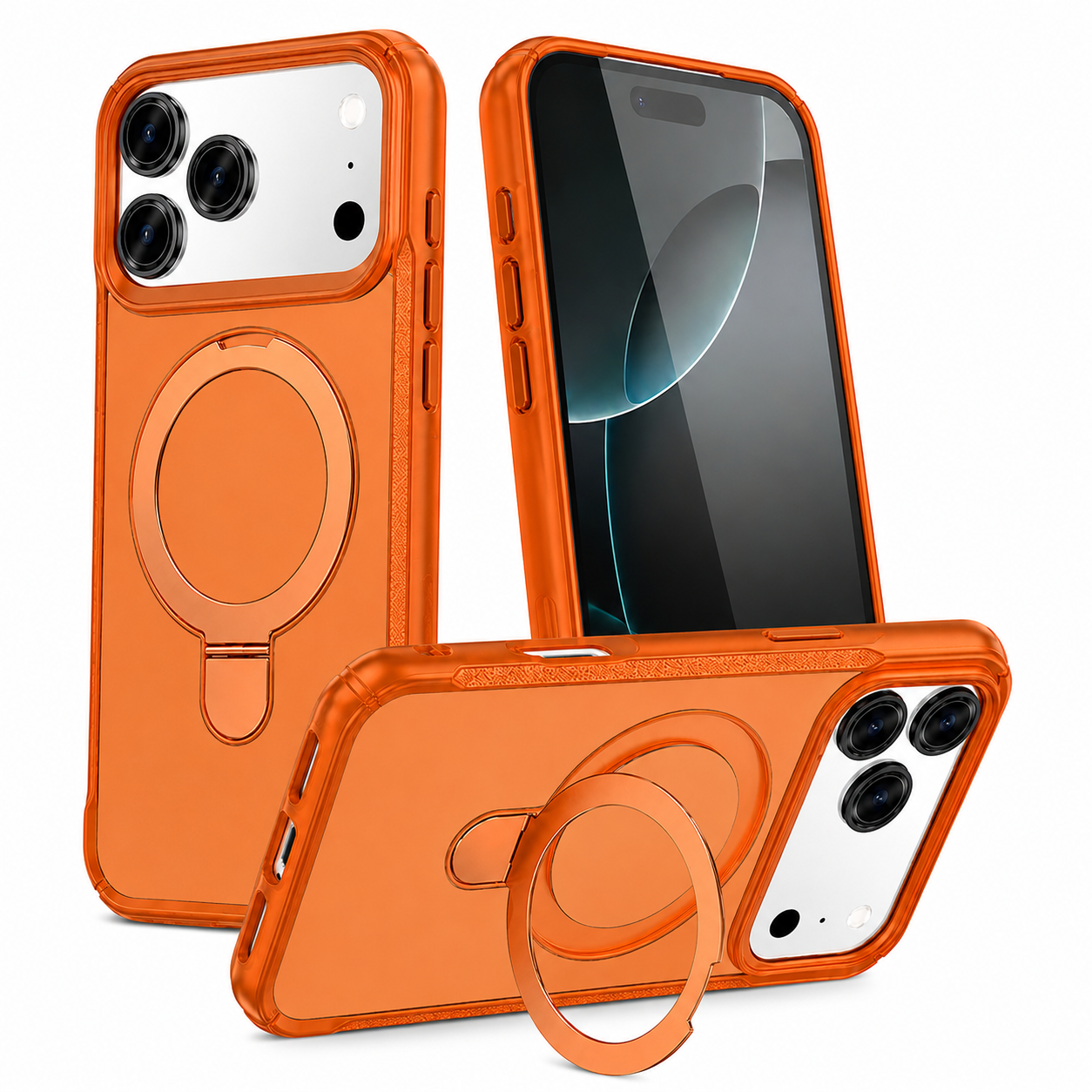 Shockproof MagSafe phone case for iPhone 17 Pro Max orange mobile cover