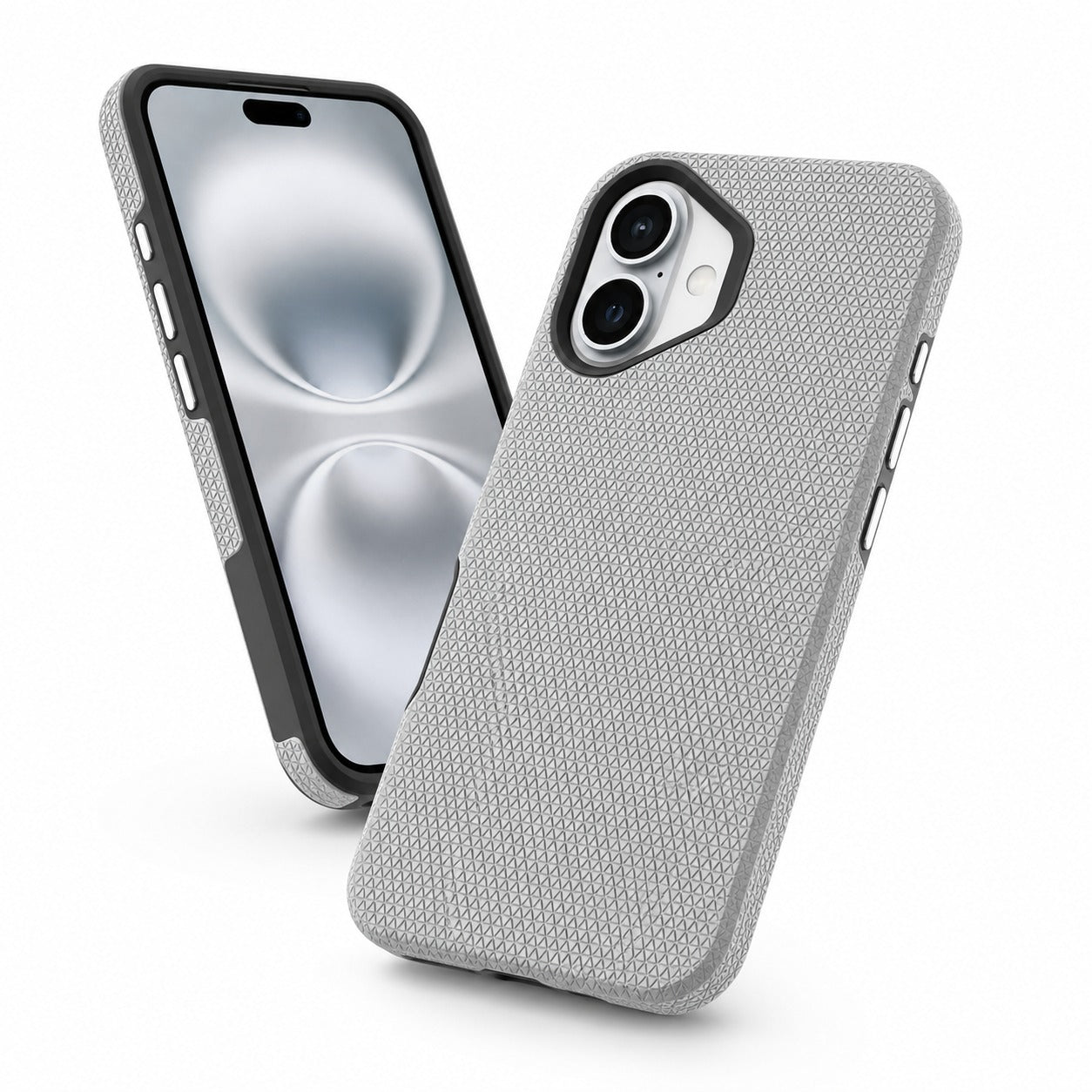 Apple iPhone 16 Grey Case, Geometric Triangle Phone Cover, Slim Protective Mobile Case