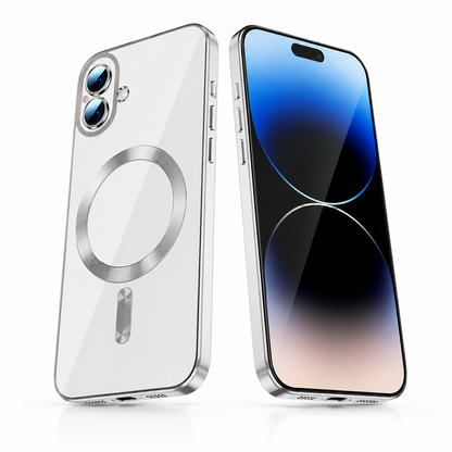 Apple iPhone 17 Protective Phone Case featuring Silver MagSafe Compatible Cover
