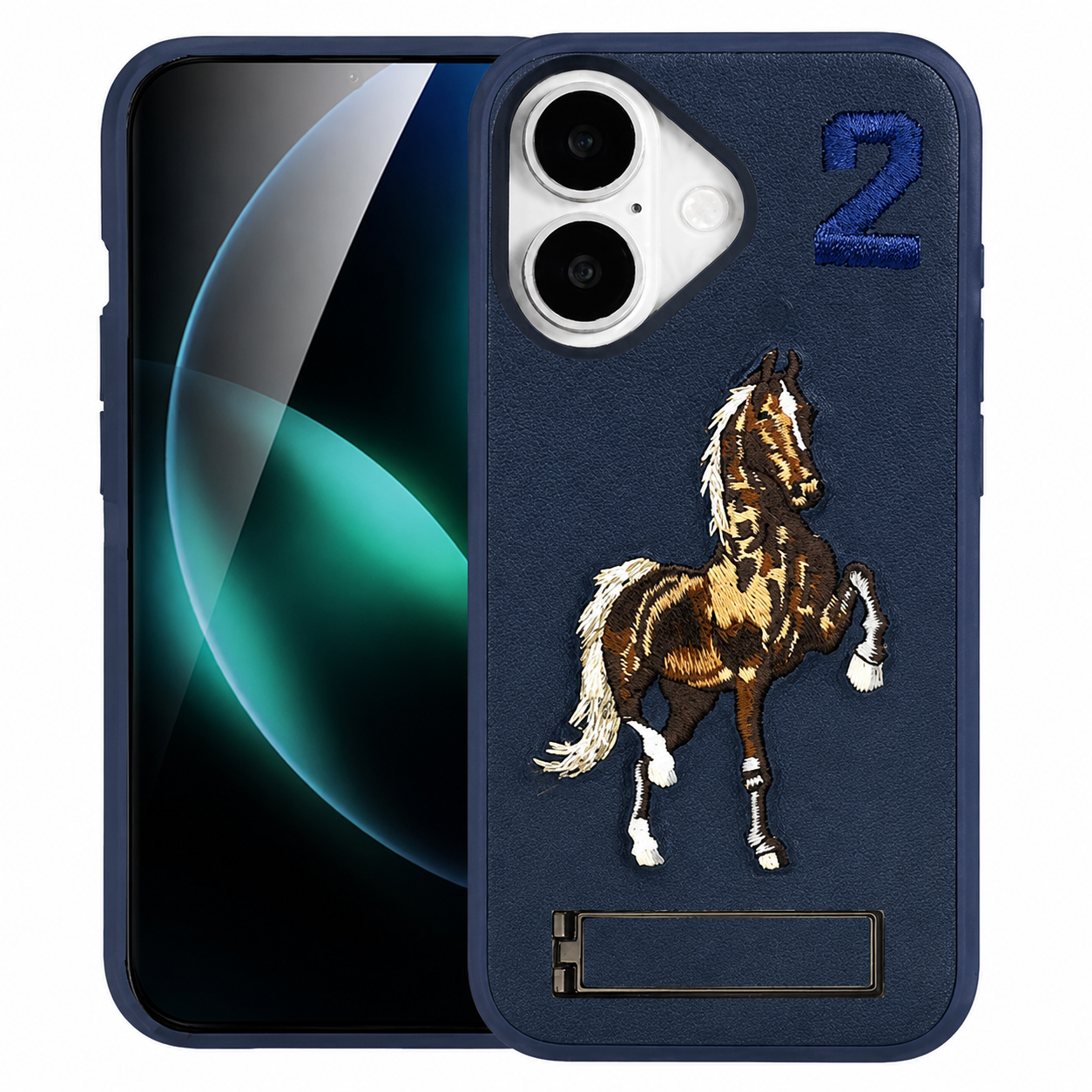 Apple iPhone 16 Horse Design Cover, Blue Protective Phone Case, Shockproof Mobile Cover, Designer Phone Case