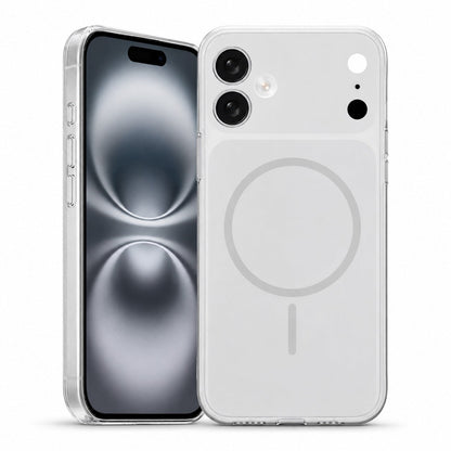 White MagSafe iPhone 16 Case, Transparent Phone Cover, Shockproof Protective Case, MagSafe Compatible Case