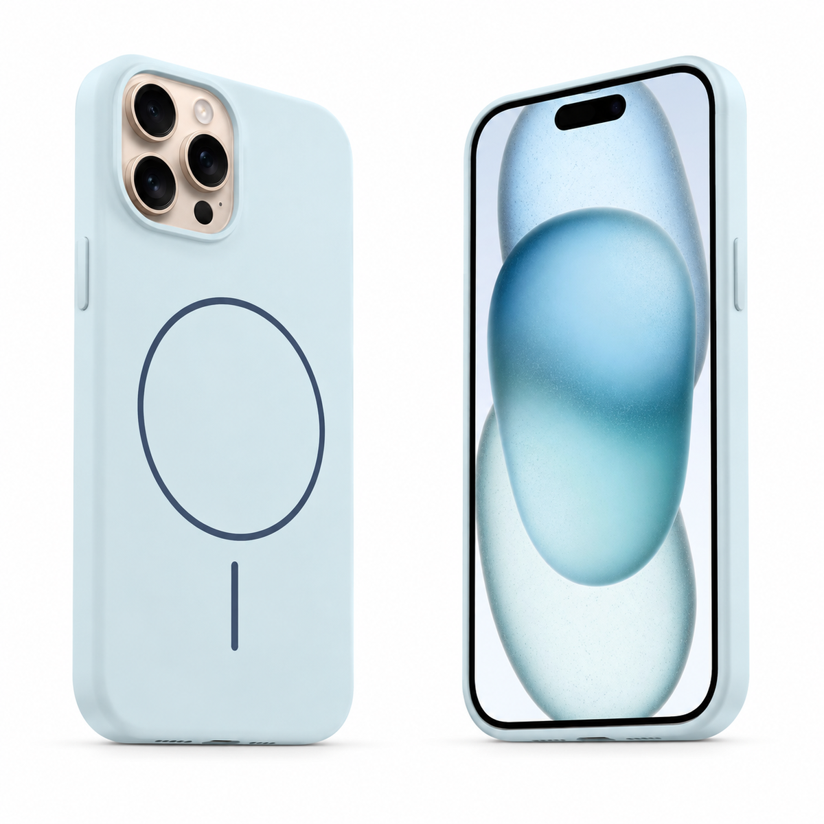 Sky blue silicone iPhone 12 MagSafe protective phone cover